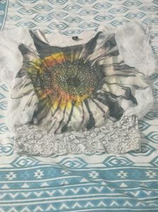 Sparkling Sunflower Sheer Top