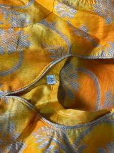 Elegant Yellow Brocade Blouse