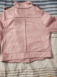Pink Faux Suede Moto Jacket