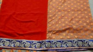 Beautiful Red & Orange Saree with Embellished Bord