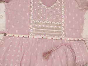 Embroidered Pink frock style Kurta