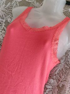 Coral Lace Trim Tank Top