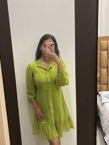 Lime Green Ruffled Mini Dress