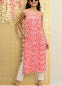 House Of Pataudi Pink &amp; Red Kurta