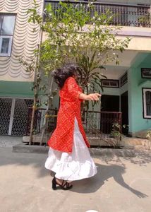 Red Printed Kurta Set