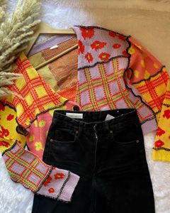 Patchwork Knit Cardigan