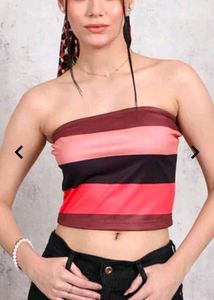 Nwe with tag Strapless Colour Block Stripes Crop
