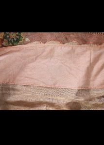 peach saree with fall &amp; Blouse.