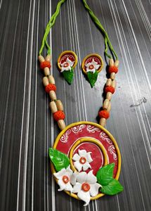 NEW HANDMADE Terracotta Necklace &amp; Earring Set