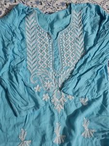Blue chikankari suit