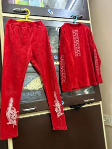 Red Velvet Lounge Set