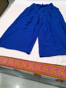 Blue Palazzo Pants with Tie Waist