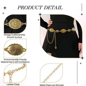 Gold Chain Belt with Medallion Accents