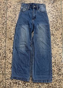 Kids Blue Denim Wide Leg Jeans