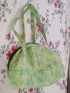 Green Floral Quilted Handbag