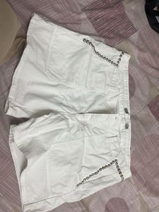 white beaded shorts