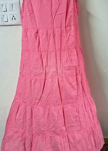 Pink Kurta Set with Printed Jacket