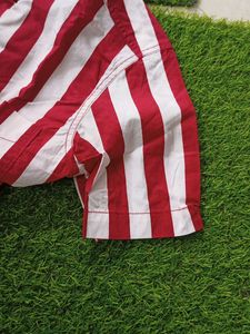 JOHN PLAYERS Red &amp; White Striped Cotton Shir