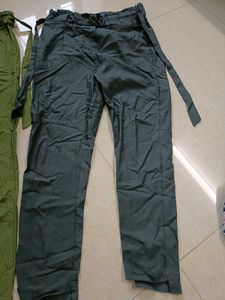 Stylish Women's Dark Green Paperbag Waist Pants