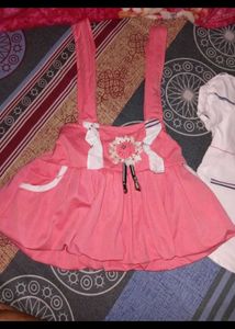 Cute Pink Dress and White Top Set