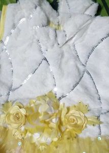 Girl Yellow Party Dress with Butterfly Accents