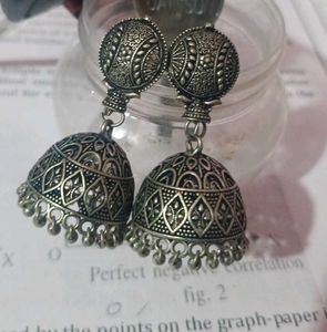 orignal Oxidised Silver Jhumka Earrings