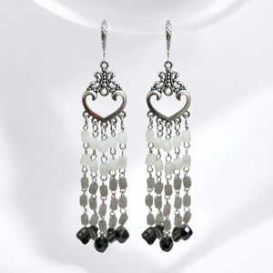 Bohemian Dangle Earrings with Green Beads
