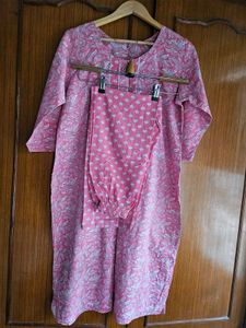 Rose pink full cotton suit set