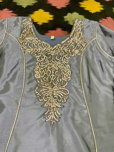 Elegant Grey Embroidered suit