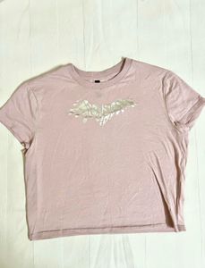 H&amp;M crop pastel pink Tshirt