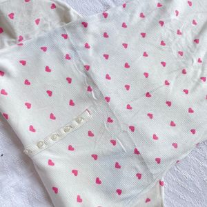 High Quality Branded Pink Hearts White Y2k Top Or Dress