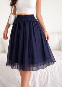 Elegant Navy Blue Pleated Skirt