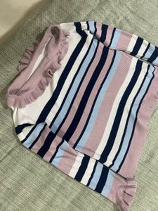 Striped Off-Shoulder Ruffle Top