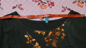 Golden Leaf Print Midi Dress