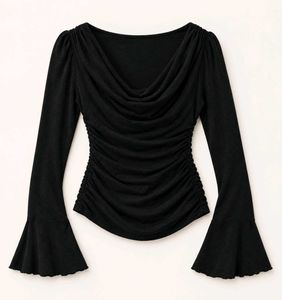 Chic Ruched Cowl Neck Top