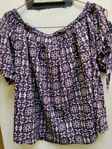 Boho Off-Shoulder Tie-Sleeve Top