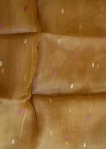 Elegant Brown Saree with Polka Dots