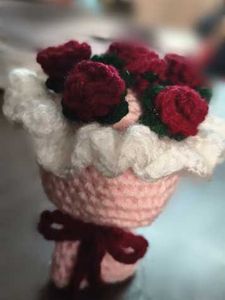Crochet Rose Mini Bouquet Key Chain