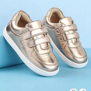 Shiny Rose Gold Velcro Sneakers