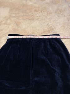 Navy Velvet Midi Skirt