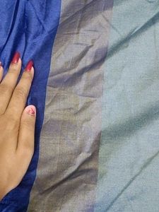 Vibrant Blue Saree with Golden Border