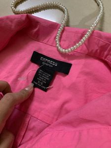 Chic Pink Collared Tunic Shirt