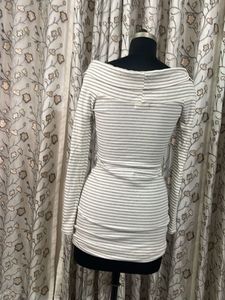 Striped Off-Shoulder Long Sleeve Top