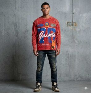 Vintage "Saints" Graphic Long-Sleeve T-Shirt