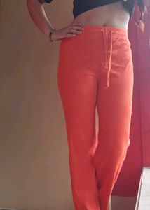 Coral Ribbed Lounge Pants