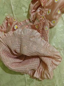 Pink Daisy Smocked Puff Sleeve Top
