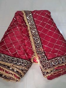 Exquisite Maroon Sequined Saree