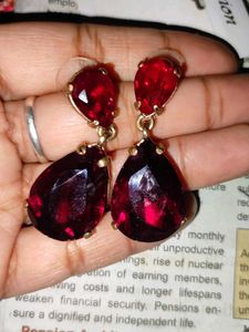 Elegant Red Stone Dangle Earrings