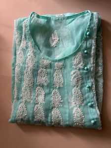 🩵Beautiful Teal Chikankari Kurta