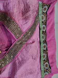 Pink Embroidered kurta with heavy embroidery very